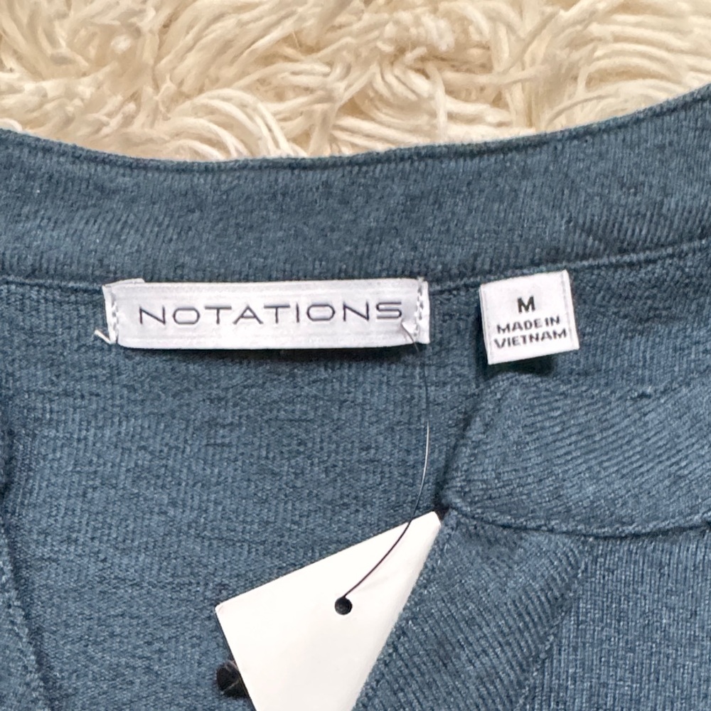 🎉HP🎉 Notations 3/4 Tab Sleeve Top with Pleated Detail 💗 Teal - Picture 15 of 16